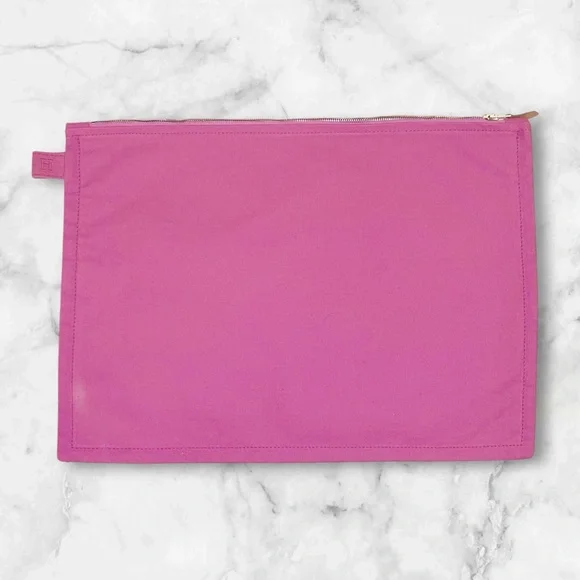 Hermès Paris Large Bora Bora Pink Cotton Canvas Flat Zip Pouch - Picture 10 of 14